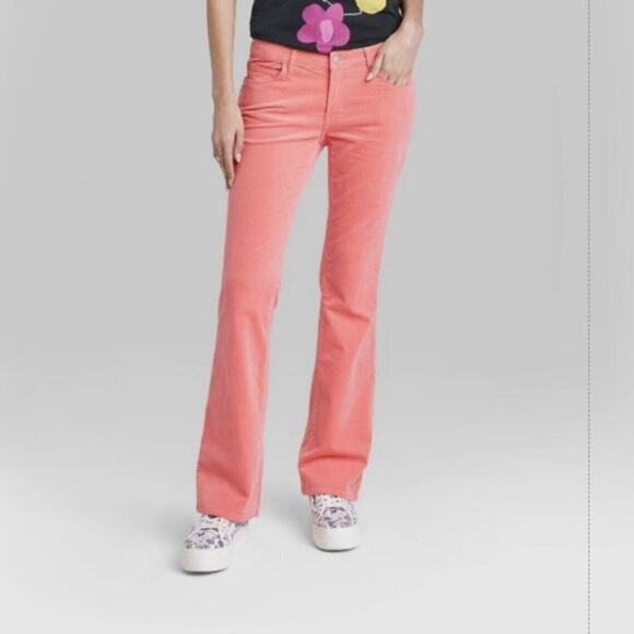 Wild Fable Corduroy coral pink   Flare Jeans Womens Size 0 Low-Rise - Picture 9 of 9